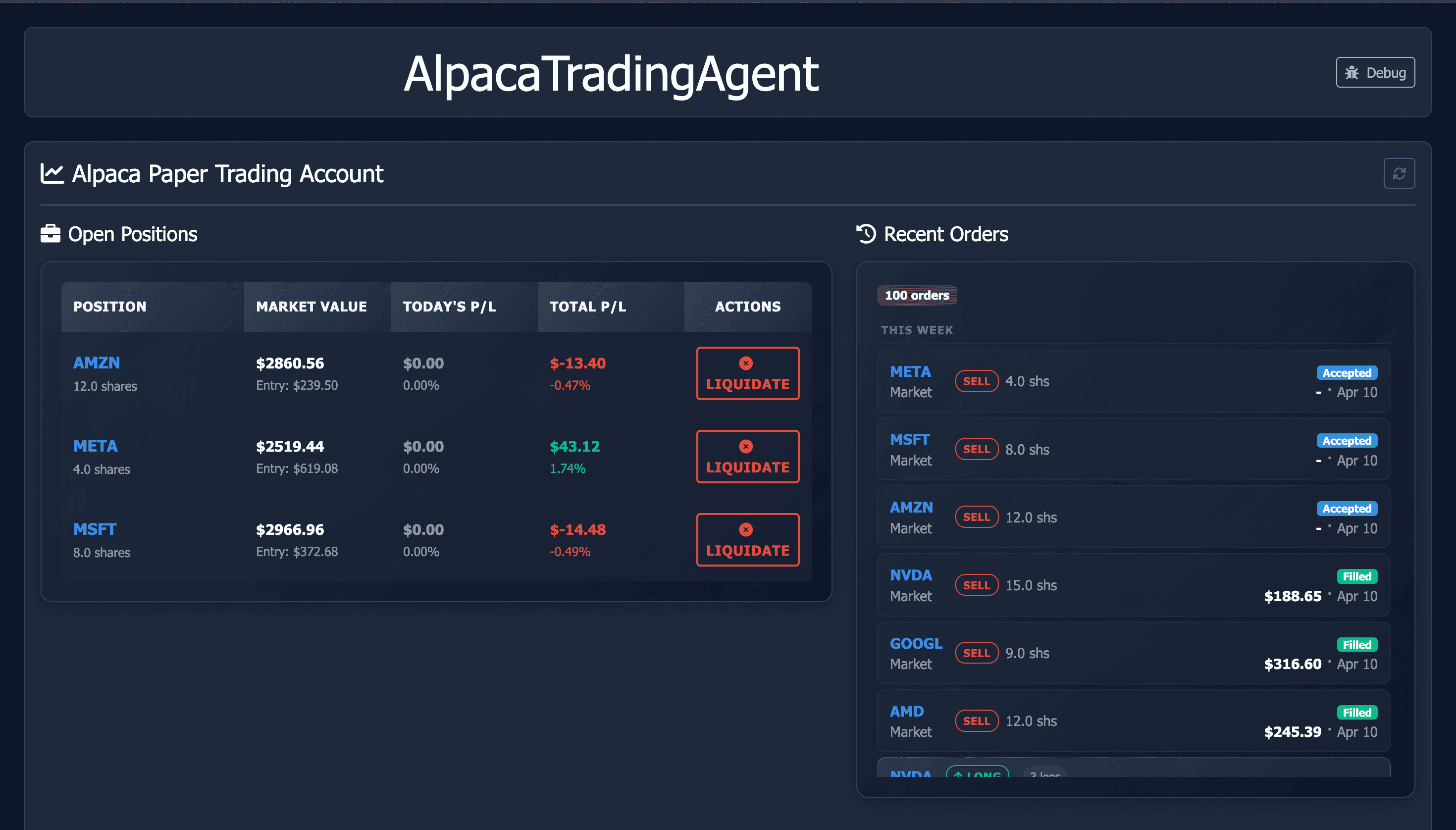 Alpaca Trading Agent preview